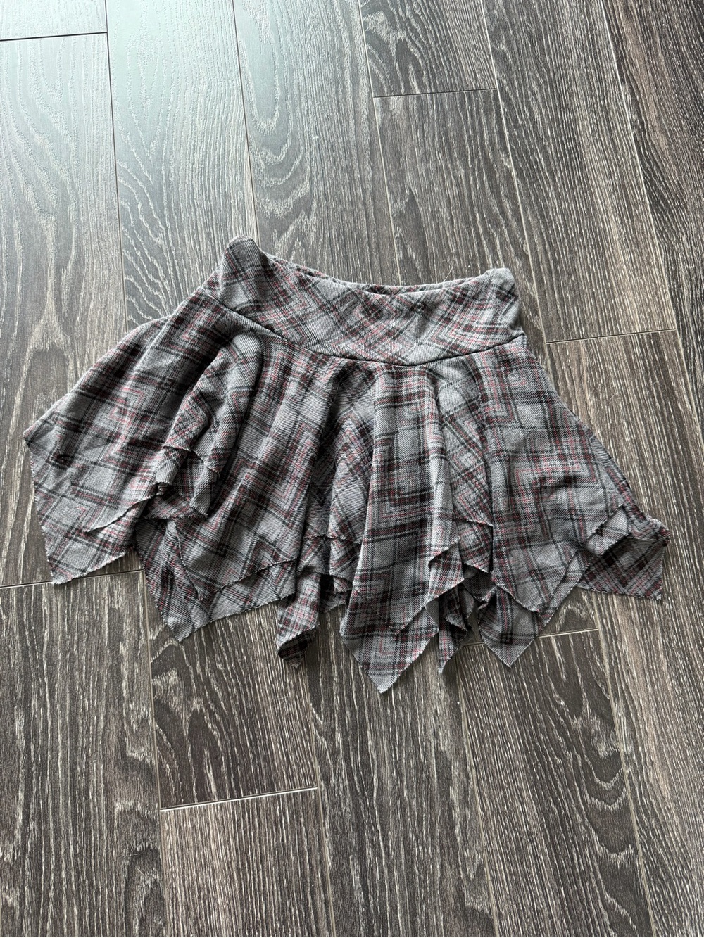 PINKYOTTO NYC Plaid Ruffled Mini Skirt in Gray and Burgundy